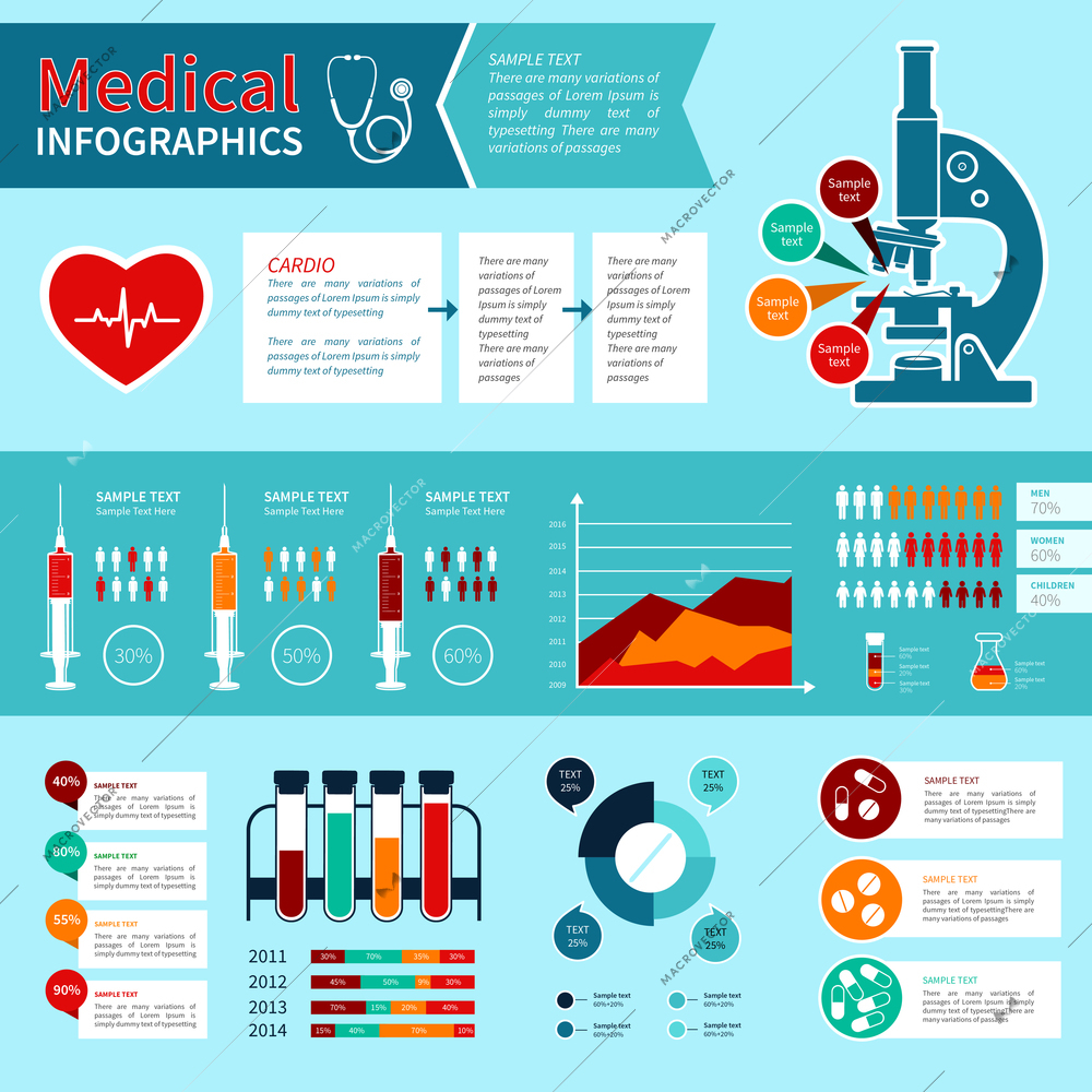 Flat medical emergency first aid care infographic elements with charts and graphs vector illustration