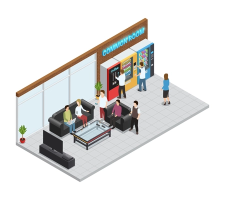 Vending  machines isometric composition with coffee and snacks machines vector illustration