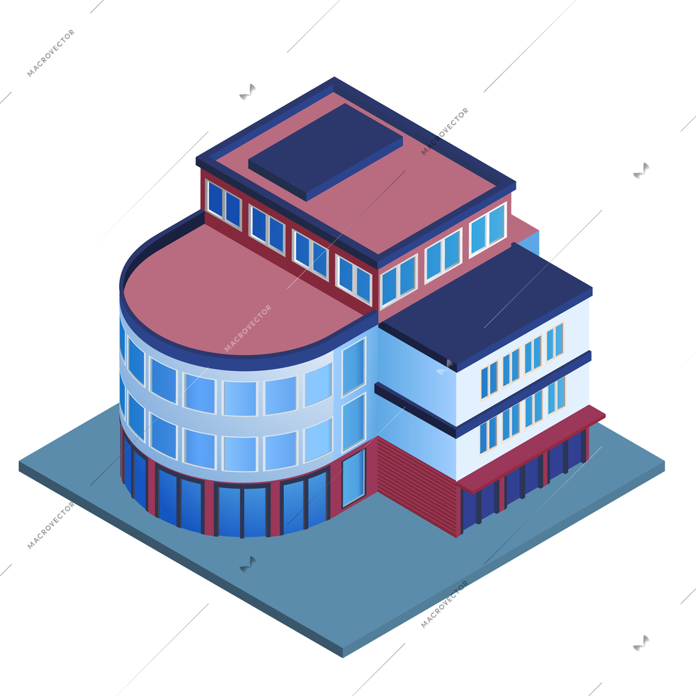 Business modern 3d urban office building isometric isolated vector illustration