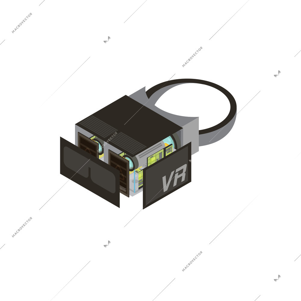 One isolated gadgets scheme isometric composition shows what s inside in processor vector illustration