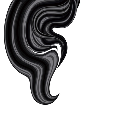 Hanging wavy plume of brunette girl black hair background poster print vector illustration