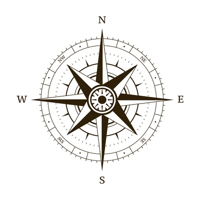 Navigation compass plot wind rose vector illustration