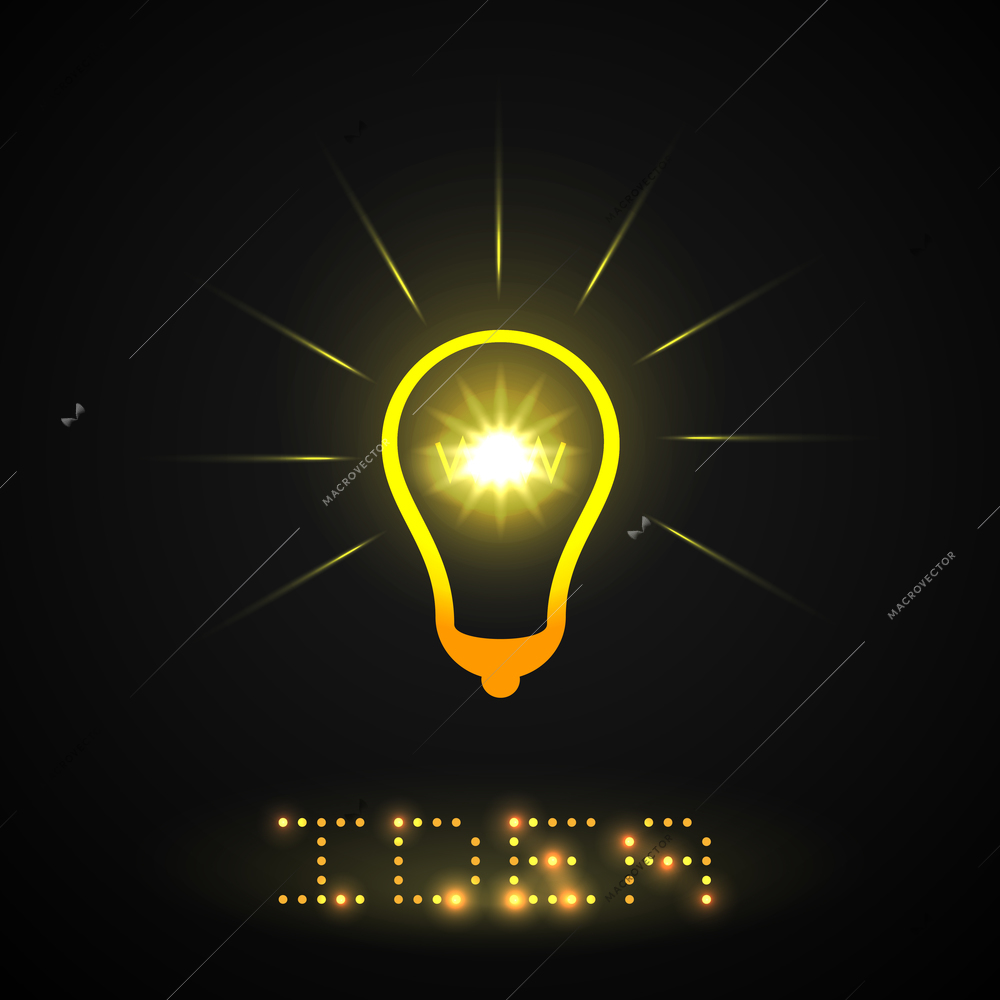 Idea lightbulb digital concept yellow vector illustration