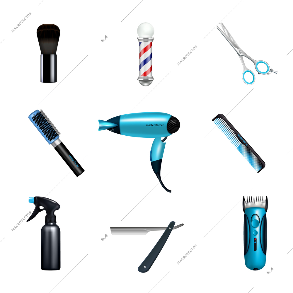 Colored and isolated barbershop icon set with hairdressers and hairstylists working tools vector illustration