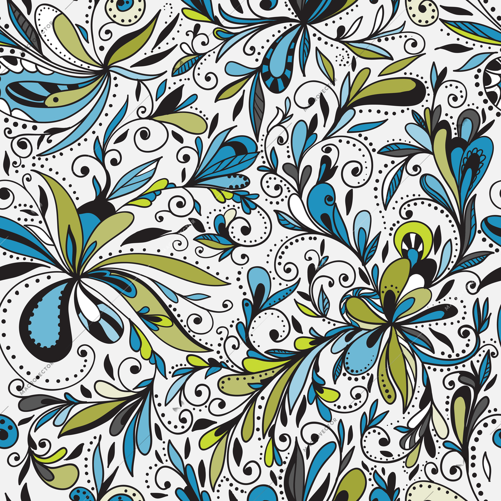 Seamless doodle floral background, gorgeous floral pattern vector illustration