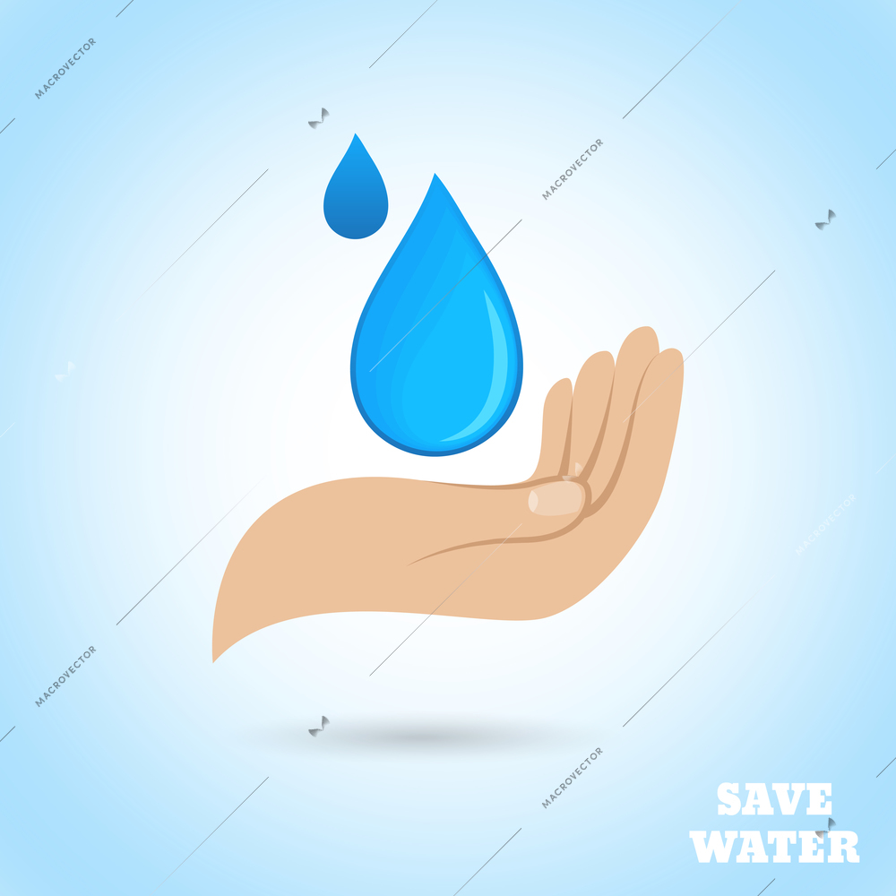 Hands holding drop save water protect poster vector illustration