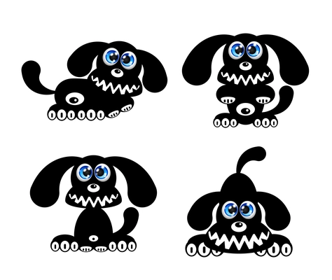 Happy Puppy Dog silhouettes. Vector Illustration