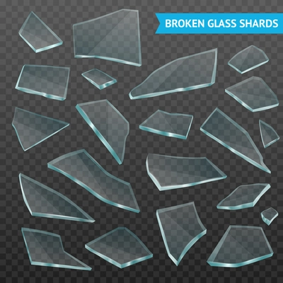 Realistic transparent pieces broken glass Vector Image