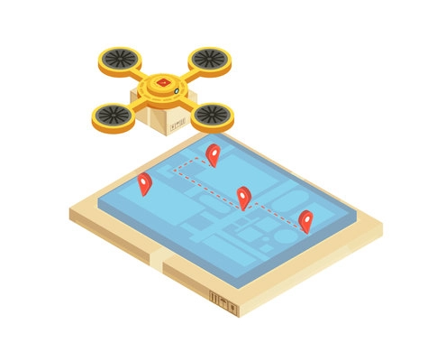 Goods delivery tracking composition with location and route of transportation on mobile device screen  isometric vector illustration