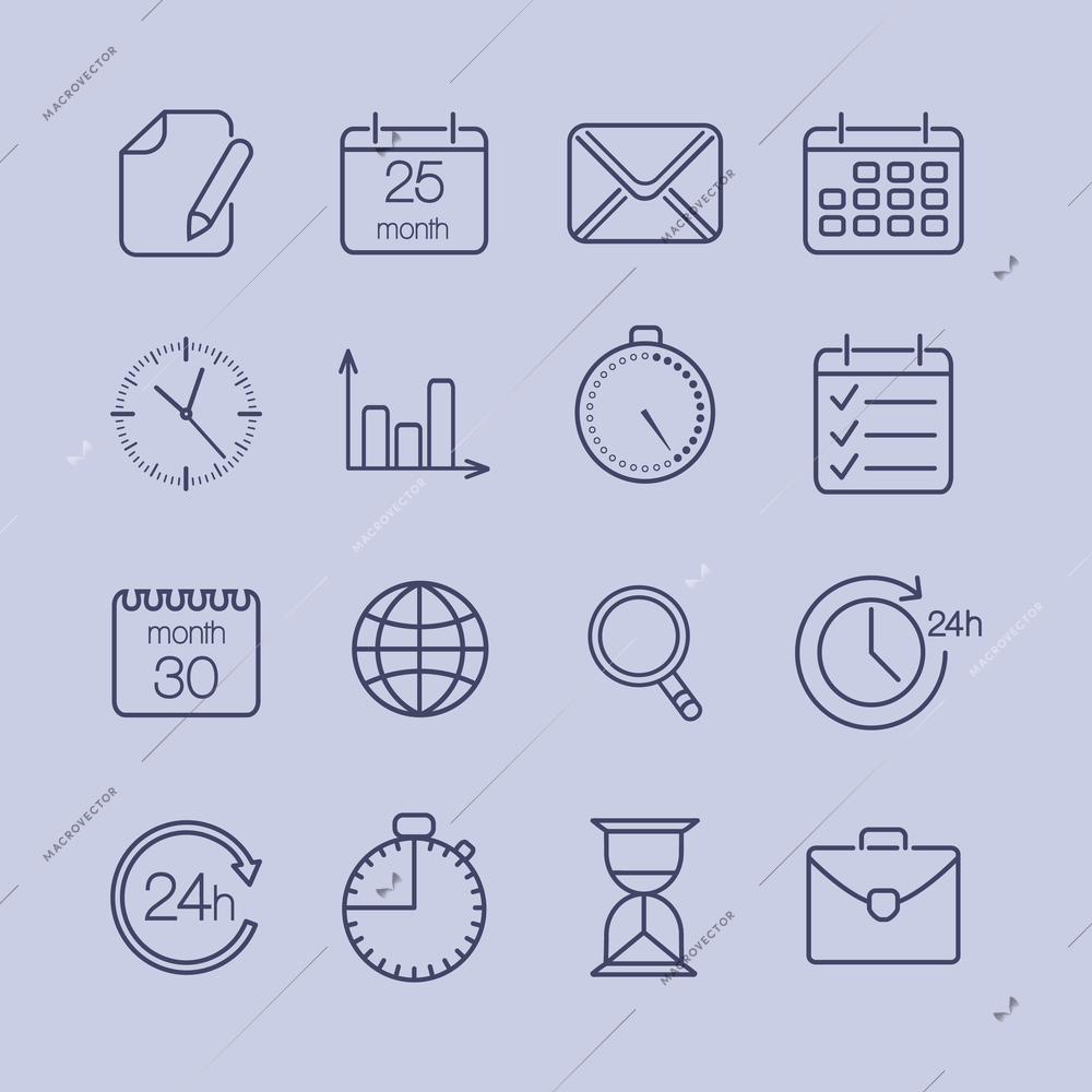 Business time is money icons set vector illustration