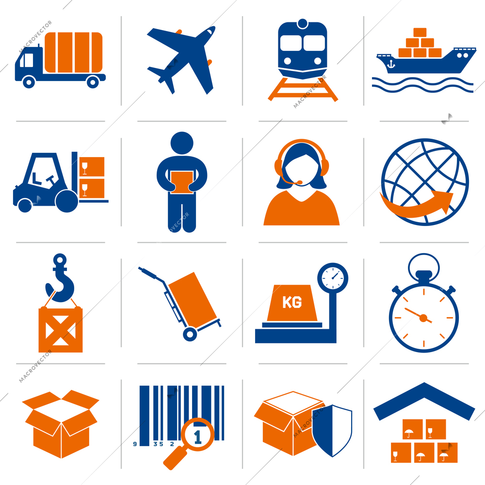 Logistic service and shipping icons set of delivery and supply vector illustration