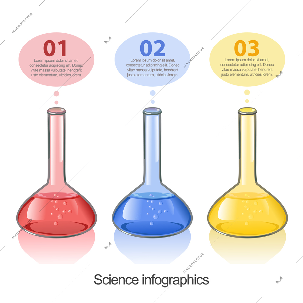 Chemical laboratory glassware flasks science business infographic template vector illustration