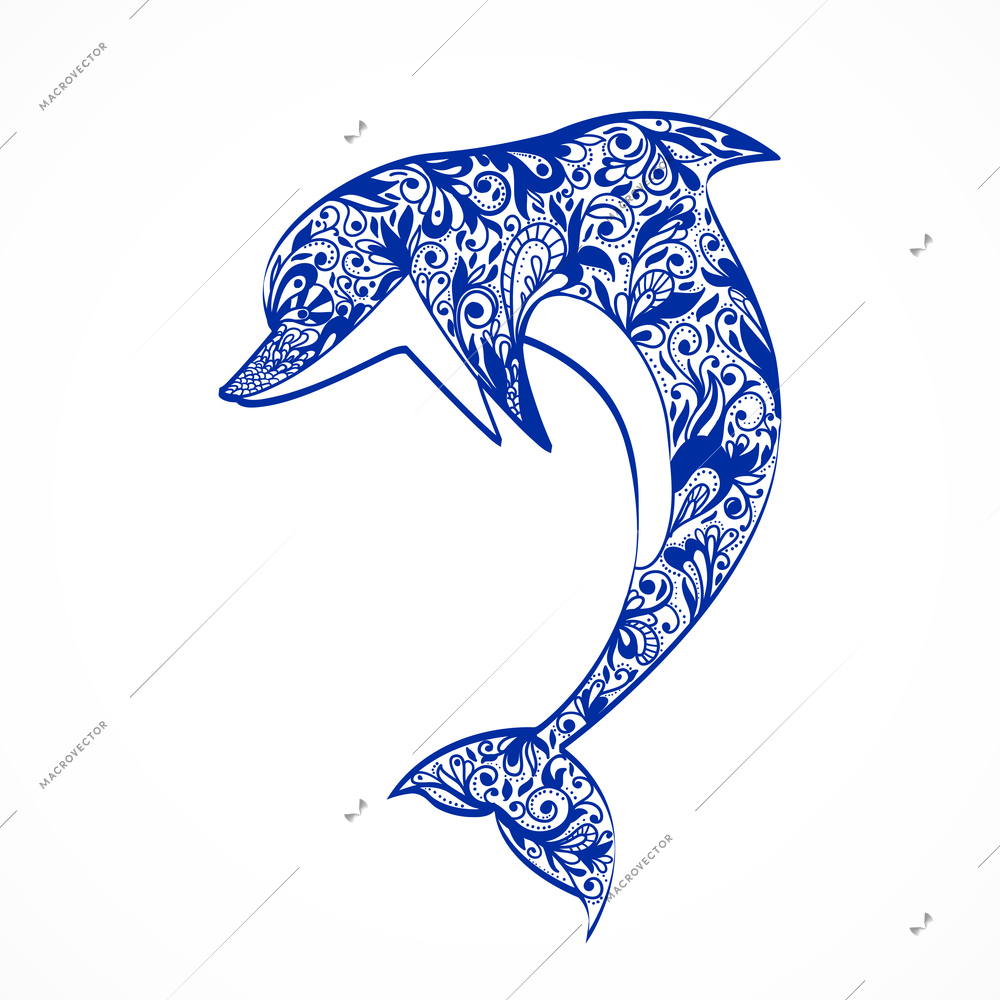 Dolphin symbol icon isolated on white vector illustration