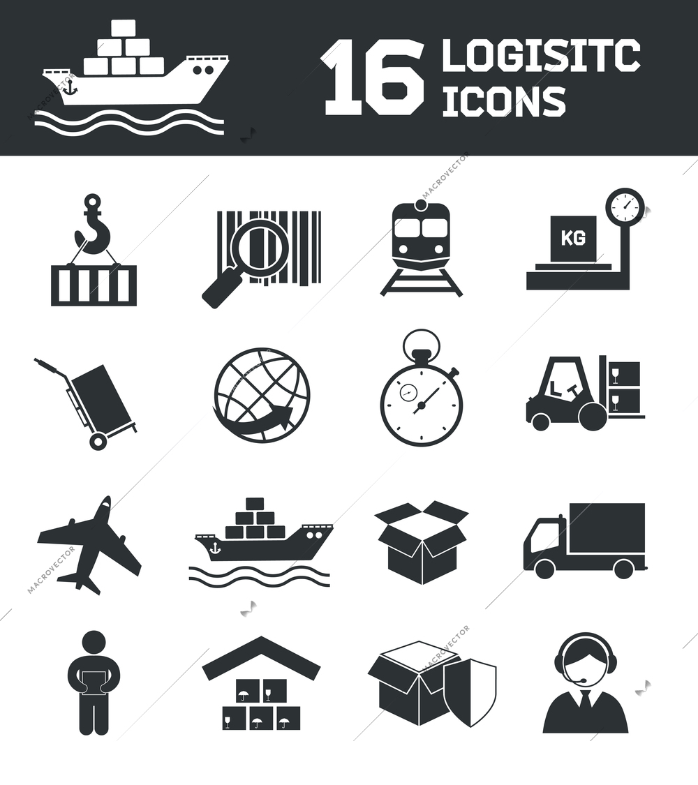 Logistic shipping cargo global export chain icons set vector illustration