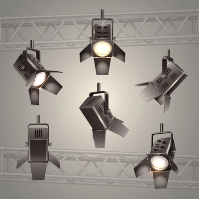 Digital stage lighting design elements vector illustration