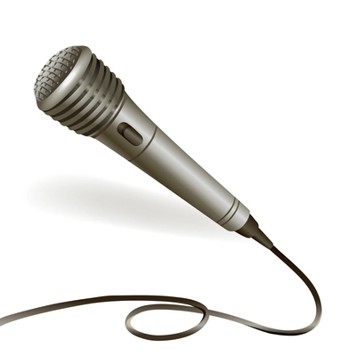 Music karaoke microphone musical equipment with cable emblem isolated vector illustration