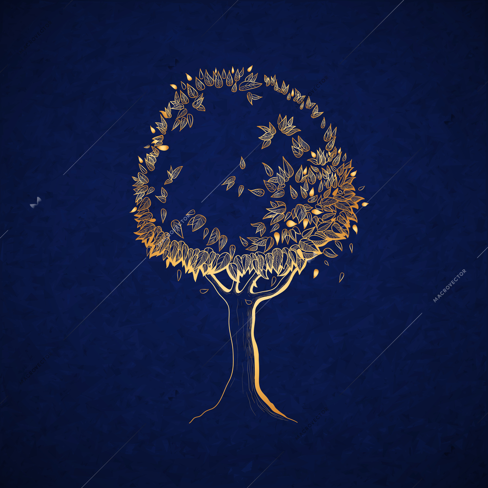 Golden tree concept, symbol of nature vector illustration