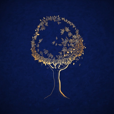 Golden tree concept, symbol of nature vector illustration