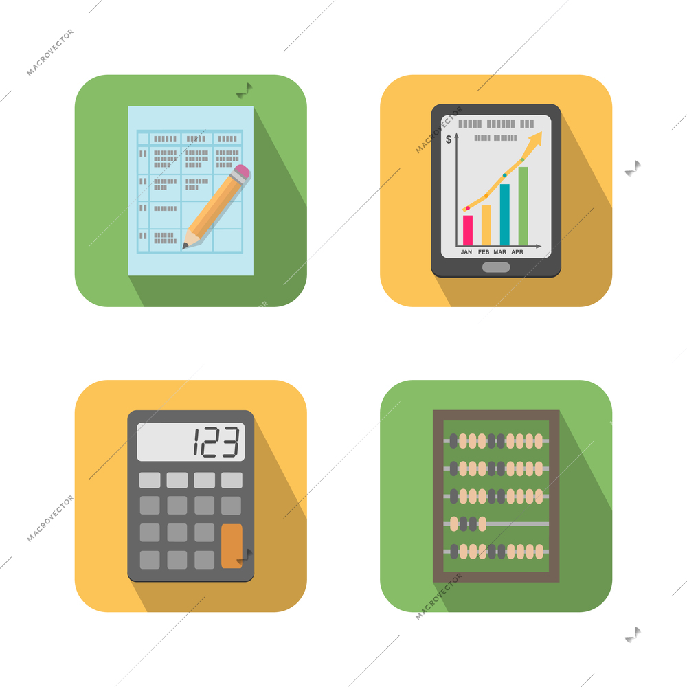 Set of financial business tools icons vector illustration isolated