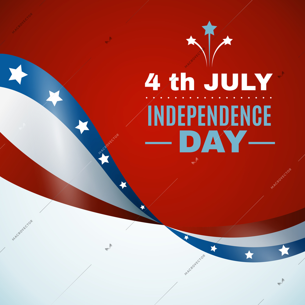 USA Independence Day background with ribbon flag flat vector illustration