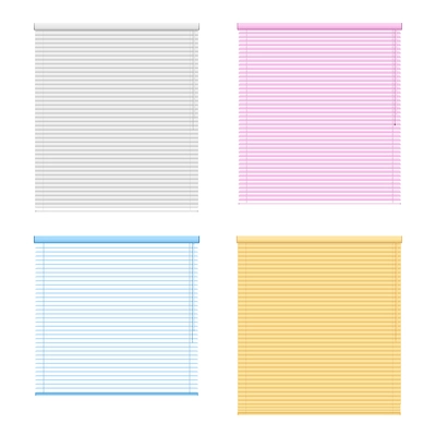 Four colored window roller shutters set isolated on white background in realistic style vector illustration