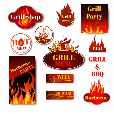 Hot price fire flame paper sale discount promotion labels badges and tags isolated vector illustration