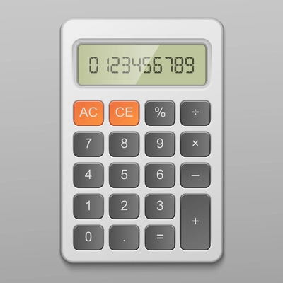 Realistic digital calculator item vector illustration isolated