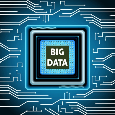 Big data microchip computer electronics cpu background vector illustration
