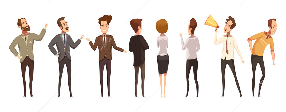 People and online meeting icons set cartoon isolated vector illustration