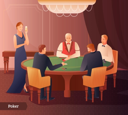 Casino and poker with game and success symbols flat gradient vector illustration