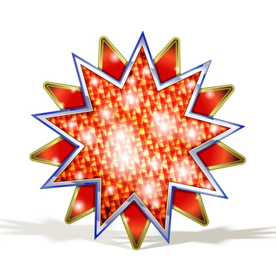 Vector Magic Red Star isolated on white  with highlights and sparks