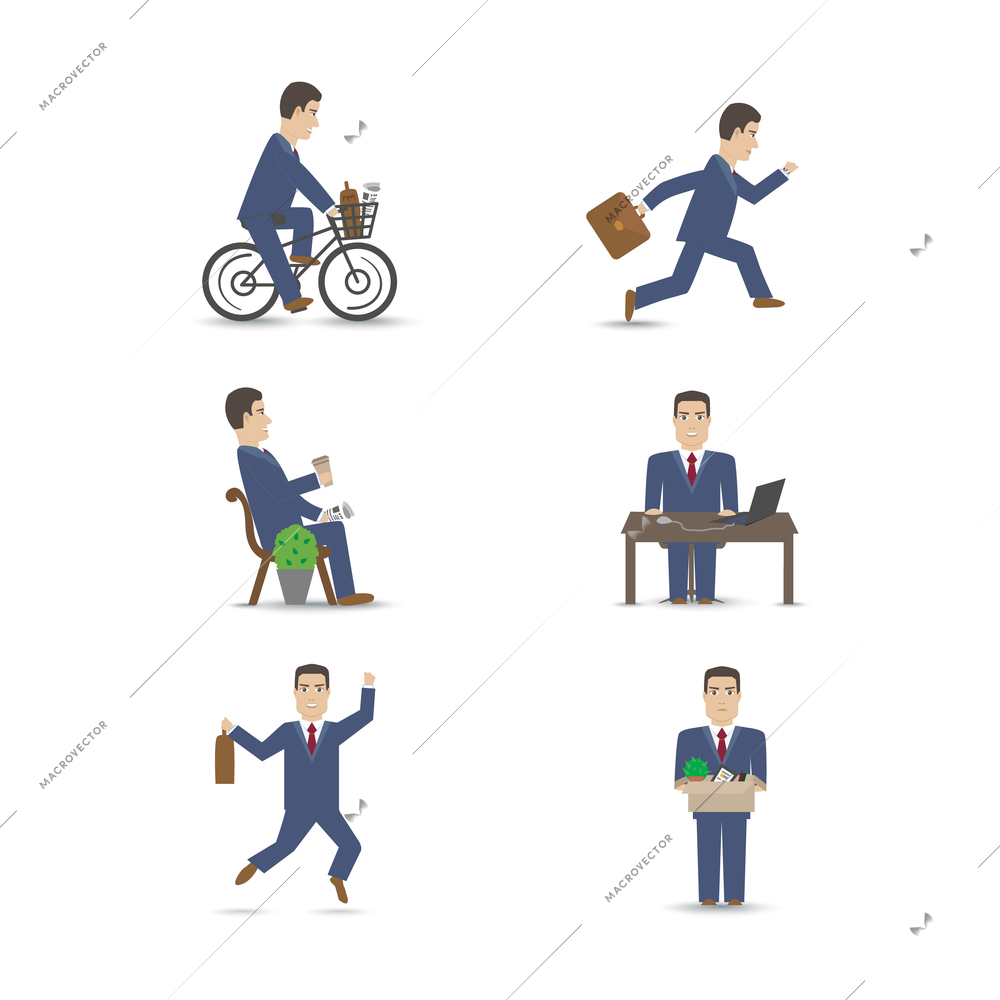 Business office people scenes set vector illustration