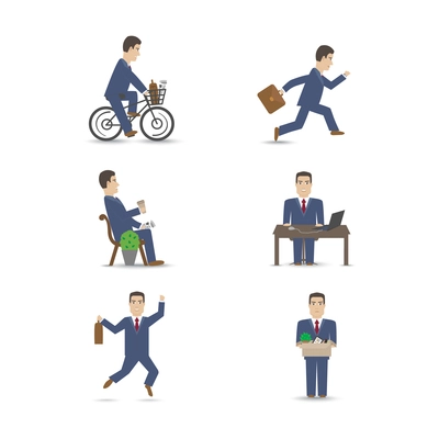 Business office people scenes set vector illustration