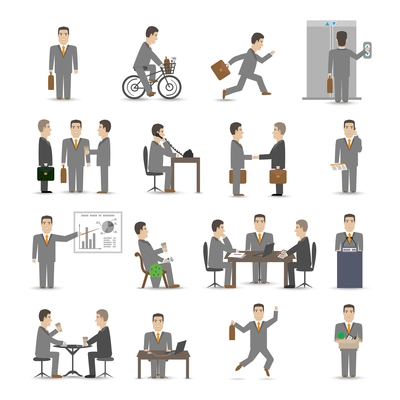 Office business people scenes set vector illustration