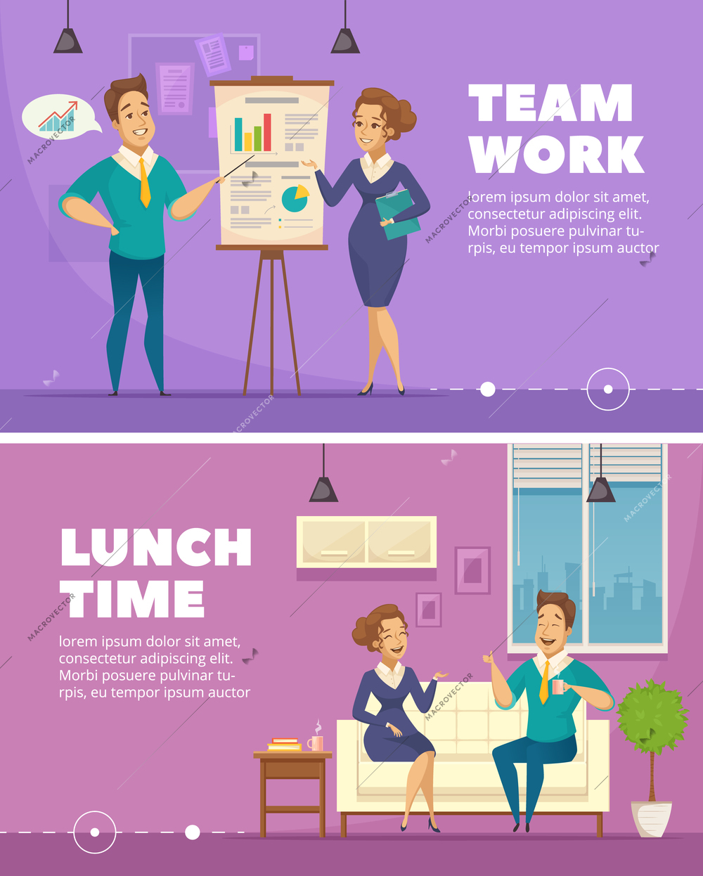 Office Staff Teamwork Lunchtime Conversation 2 Vector Illustration 31212 |  Macrovector