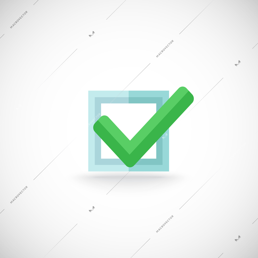 Decorative blue square contour checkbox green color tick approval confirmation chek mark internet symbol pictogram vector illustration