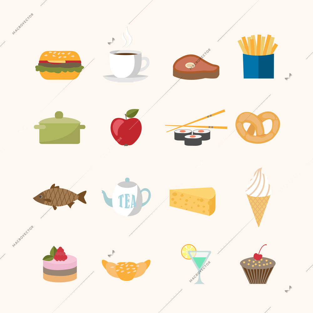 Food icons set vector illustration