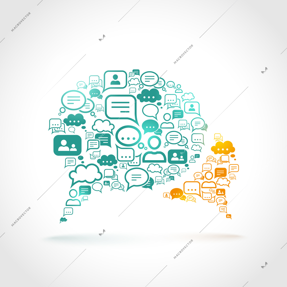 Chat communication speech bubble set communication symbols concept vector illustration