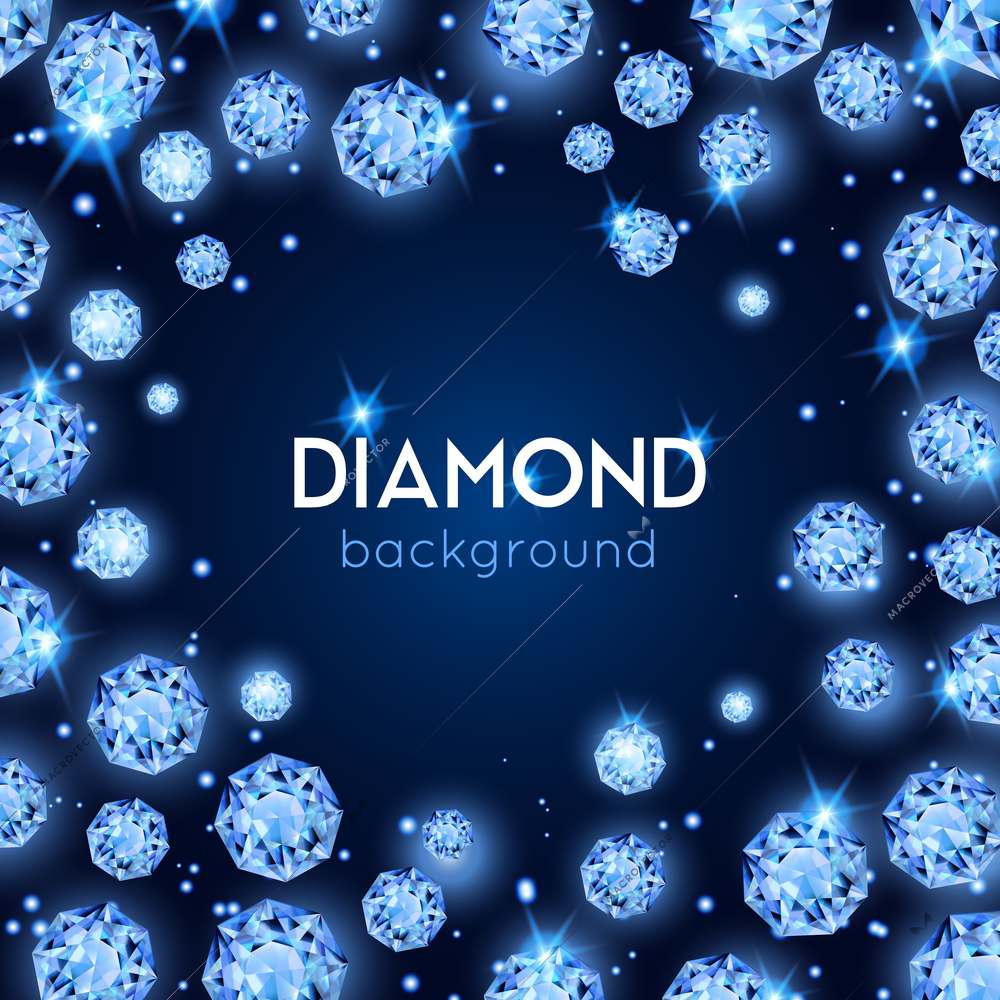 Light blue color gem diamond background with placer of diamonds in a circle vector illustration