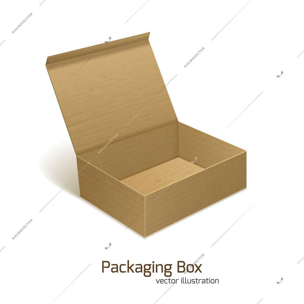 Open empty cardboard paper packaging gift box vector illustration