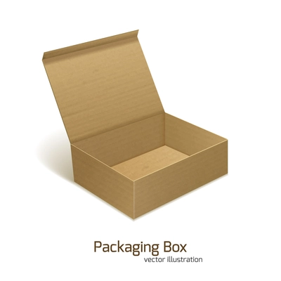 Open empty cardboard paper packaging gift box vector illustration