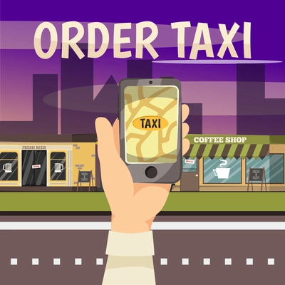 Online booking services concept with order taxi using your phone or tablet vector illustration