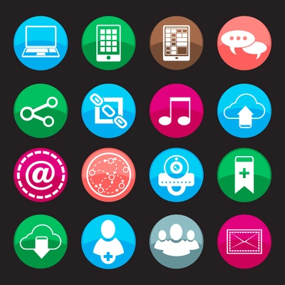 Social media buttons icons set with web blog communication symbols isolated vector illustration