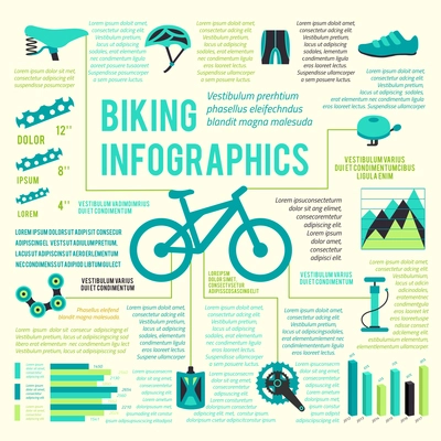 Bicycle bike sport fitness icons infographic set with charts and diagrams vector illustration