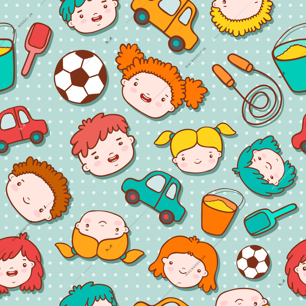 Seamless doodle kids background vector illustration