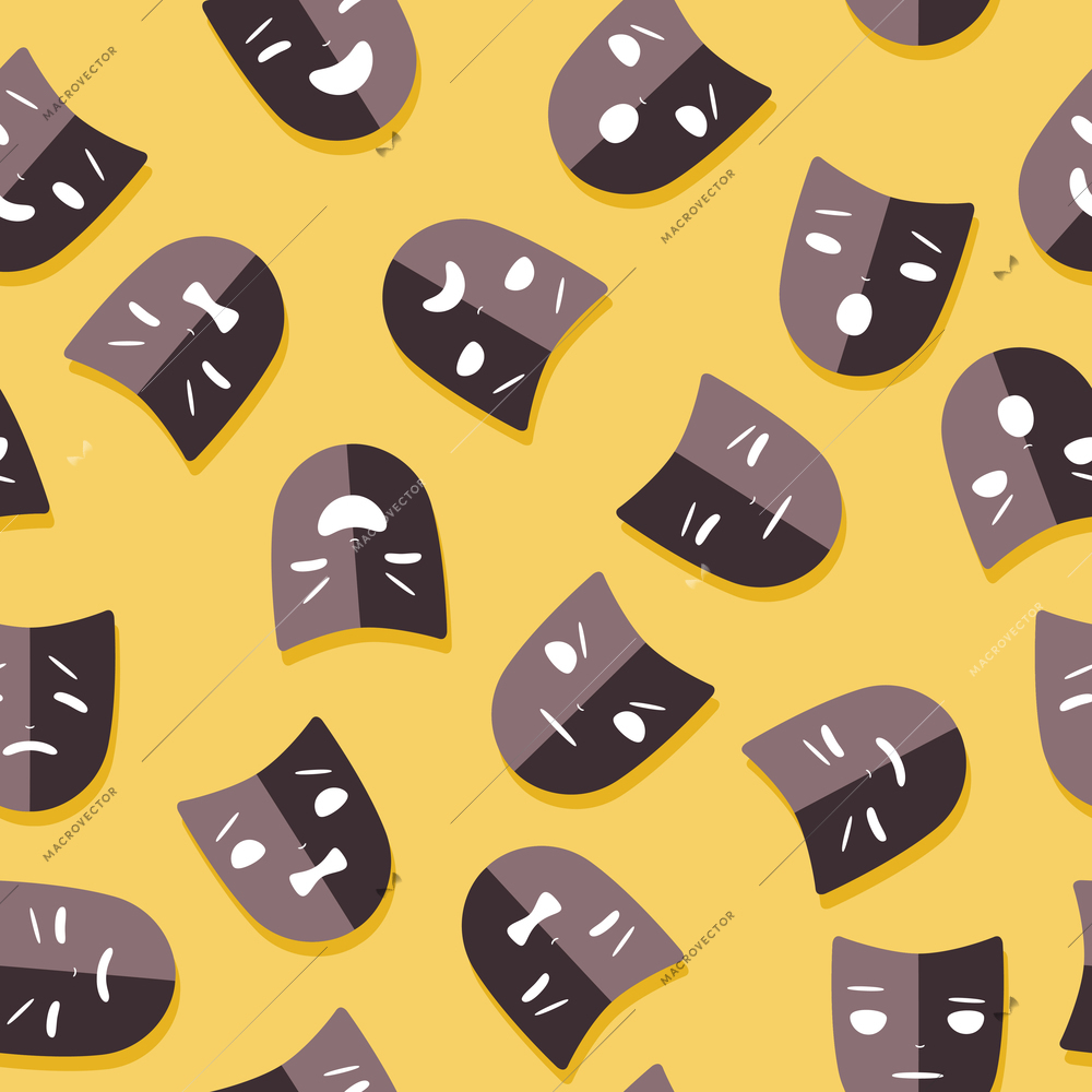 Seamless background pattern with theatrical masks vector illustration
