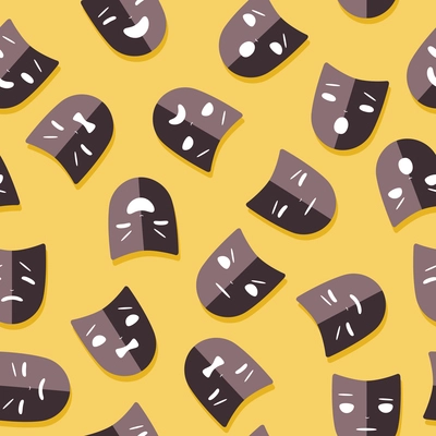 Seamless background pattern with theatrical masks vector illustration