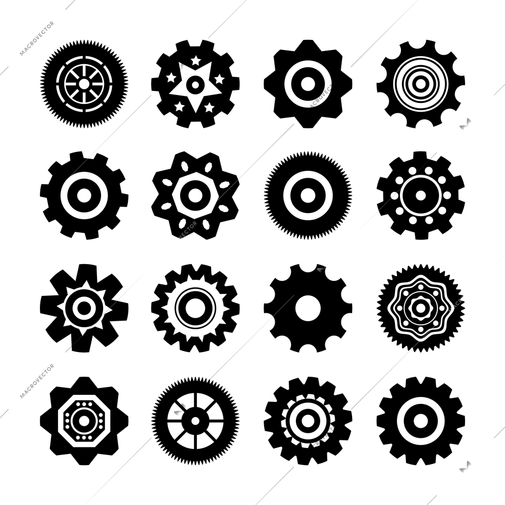 Set of gear wheels icons vector illustration isolated