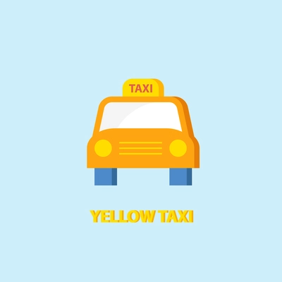 Yellow taxi cab passenger car icon isolated on blue background vector illustration