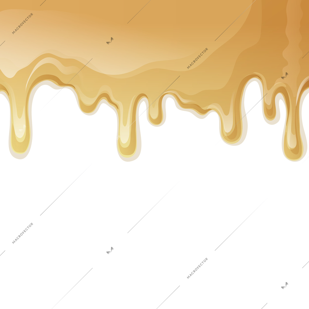 Sweets dessert food melted caramel drips background vector illustration